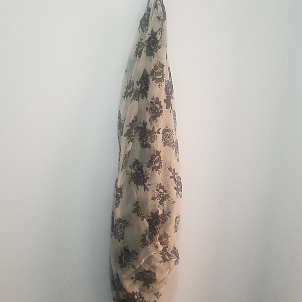 Floral Black rose print sheer scarf